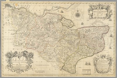 Kent, topografiado y delineado por John Seller, c.1680 (grabado) de John Seller