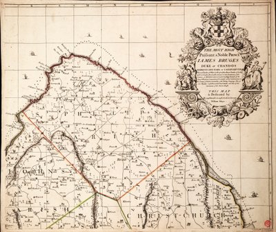 Mapa nuevo y exacto de la isla de Barbados en América, según el levantamiento topográfico realizado en los años 1717 a 1721 por William Mayo de John Senex