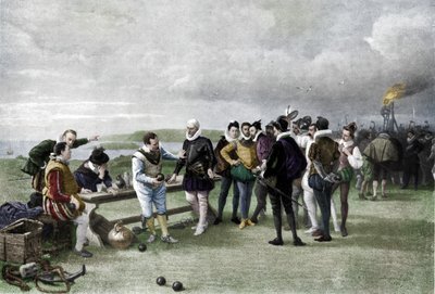 La Armada a la vista, Plymouth hoe, 1880, 1911 de John Seymour Lucas