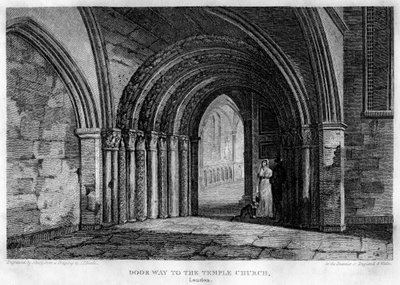 Entrada a la Iglesia del Templo, Londres, 1815 de John Shury