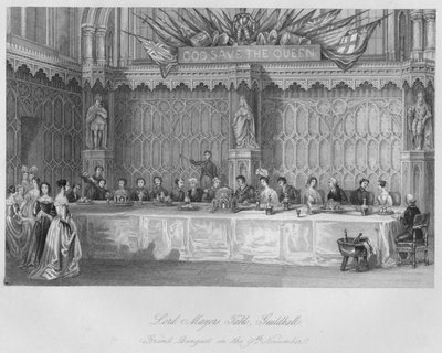 Mesa del alcalde, Guildhall. Gran banquete el 9 de noviembre de John Shury