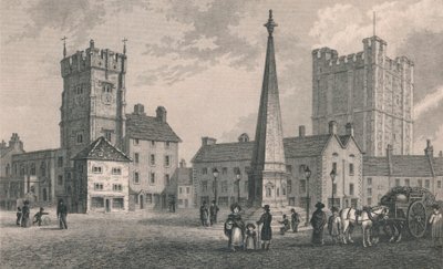 Plaza del Mercado de Richmond, Iglesia de la Trinidad y Torre del Castillo de Richmond, 1831 de John Shury