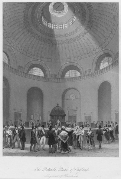 La Rotonda, Banco de Inglaterra - Pago de dividendos, c1841 de John Shury