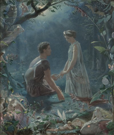 Hermia y Lysander. Sueño de una noche de verano, 1870 de John Simmons