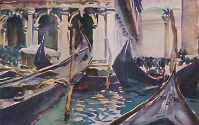 Góndolas por la Piazzetta, c1904, 1925 de John Singer Sargent