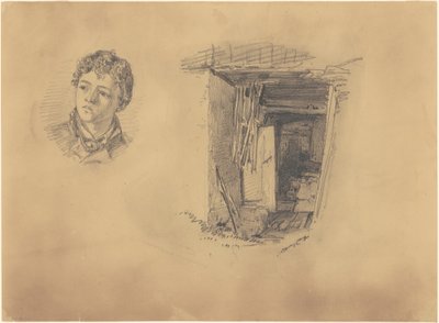 Cabeza de un Niño; y la Entrada a una Choza de John Singer Sargent