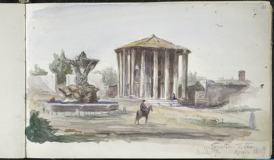 Paisaje con figuras, Templo de Vesta, Roma, 9 de abril de 1869 de John Singer Sargent