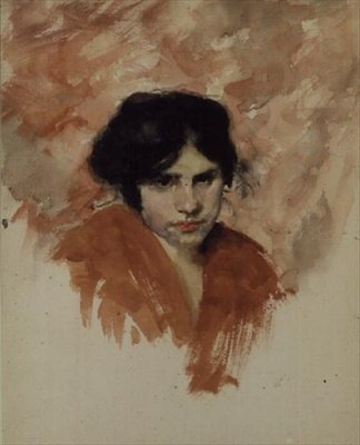 Boceto de la cabeza y hombros de una mujer de John Singer Sargent