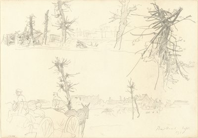 Soldados en un Paisaje Devastado [recto] de John Singer Sargent