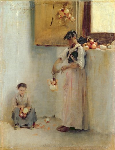 Ensartando cebollas, c.1882 de John Singer Sargent