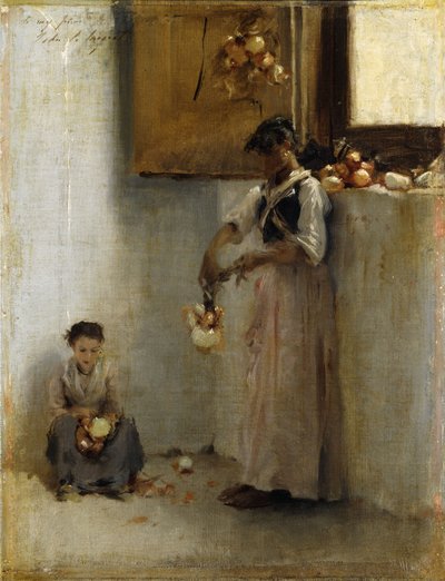 Ensartando cebollas, c.1882 de John Singer Sargent