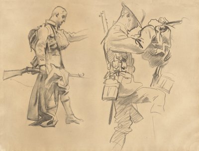 Estudios para Gassed [recto], 1918-1919 de John Singer Sargent