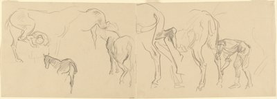 Estudios para herrar caballos de caballería en el frente [recto] de John Singer Sargent