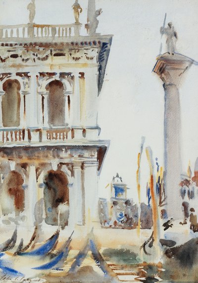 La esquina de la Librería, con la columna de San Teodoro, Venecia, 1904 de John Singer Sargent