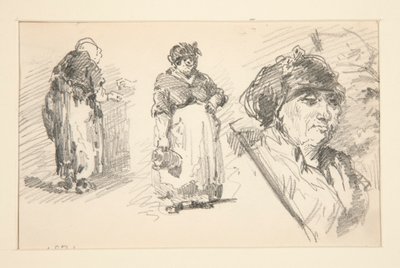 Dos figuras de pie y una cabeza de John Singer Sargent