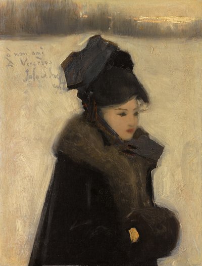 Mujer con pieles, c.1880-85 (óleo sobre lienzo) de John Singer Sargent