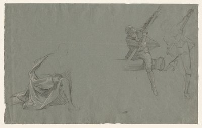 Estudio de drapeado, dos figuras tirando de un poste, 1785-86 de John Singleton Copley