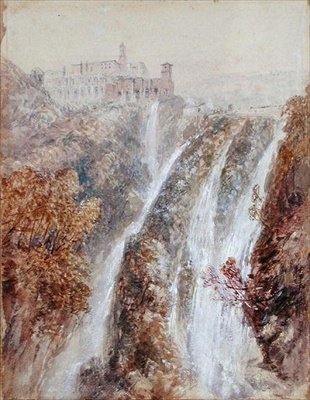 Paisaje con una cascada de John Skinner Prout