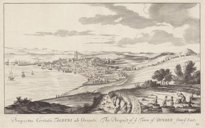Un dibujo de Dundee, Angus, Escocia hecho en 1693 de John Slezer