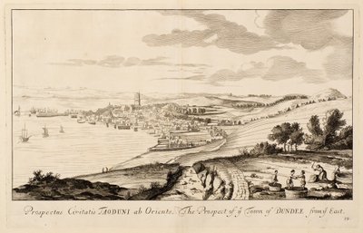 La perspectiva de la ciudad de Dundee desde el este de John Slezer