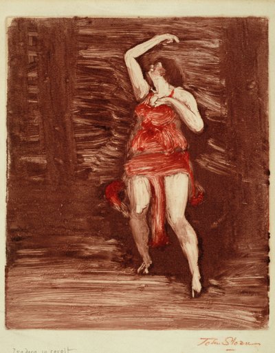 Isadora in Revolt, c.1915 (monotipo sobre papel) de John French Sloan