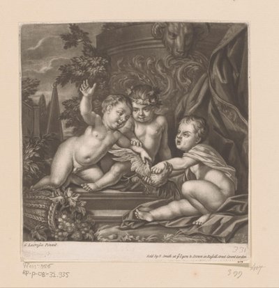 Tres cupidos con un pájaro de attributed to John Smith