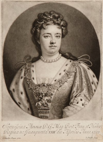 Reina Ana (mezzotinta) de John Smith
