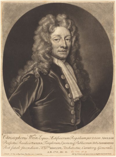 Sir Christopher Wren de John Smith after Sir Godfrey Kneller