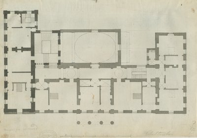Chillington Hall: dibujo a pluma y lápiz, nd [1789] de John Soane