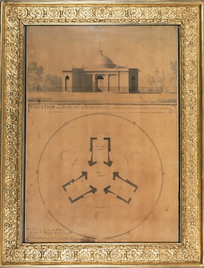 Elevación y Plano de una Casa para Perros, 1779 de John Soane