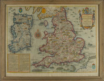 Mapa que representa las invasiones de Inglaterra e Irlanda con todas sus guerras civiles desde la conquista, c.1627 de John Speed