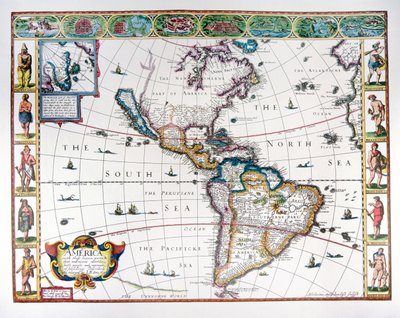Mapa del hemisferio occidental en 1626 de John Speed