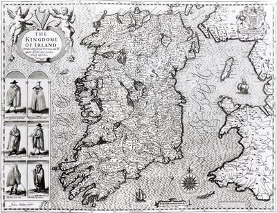 El Reino de Irlanda, grabado por Jodocus Hondius (1563-1612), 