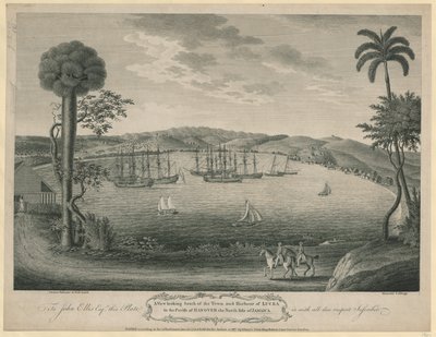 Vista hacia el sur de la ciudad y el puerto de Lucea, en la parroquia de Hanover, al norte de Jamaica. de John Spilsbury