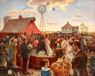 Bautismo en Kansas, Placa de libro de John Steuart Curry