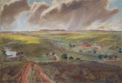 Ducha de primavera (paisaje del oeste de Kansas) de John Steuart Curry