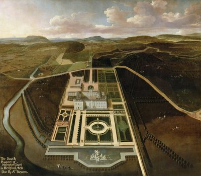 Vista sur de Hampton Court, Herefordshire, c.1705 de John Stevens
