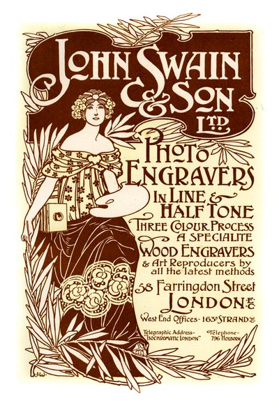 Anuncio de John Swain & Son, impresores, 1901 de John Swain and Son
