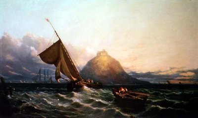 Barcos de pesca frente al Monte de San Miguel de John Syer