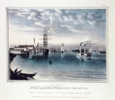 Filadelfia desde el astillero naval, c.1840 de John T. Bowen