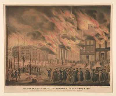 El gran incendio de la ciudad de Nueva York, 16 de diciembre de 1835 de John T. Bowen