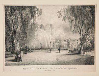Vista de la fuente en Franklin Square, Filadelfia de John T. Bowen