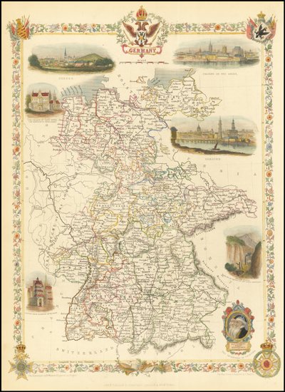 Mapa de Alemania de 1851 de John Tallis