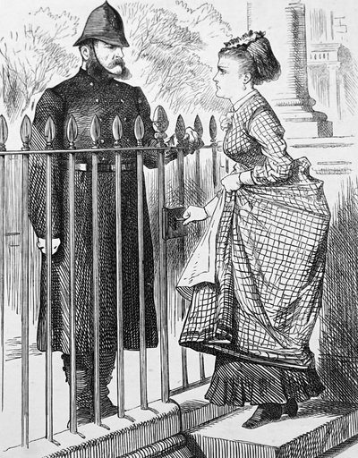 Un policía hablando con una joven de John Tenniel