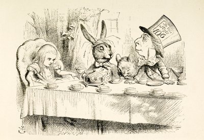 Alicia en la fiesta del té del Sombrerero Loco. de John Tenniel