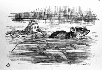Alicia en el País de las Maravillas de Lewis Carroll (E. Dodgson). Ilustración de la primera edición por Tenniel de John Tenniel