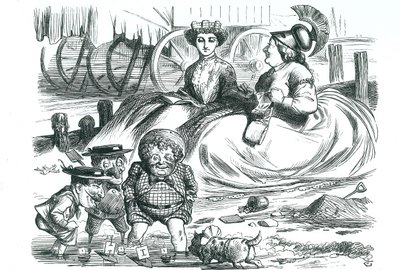 Francia y Gran Bretaña observando a los niños (John Bull, Mr. Punch y Napoleón III). Este año marcó 50 años de paz entre Francia y Gran Bretaña y el comienzo de la Entente Cordiale de John Tenniel