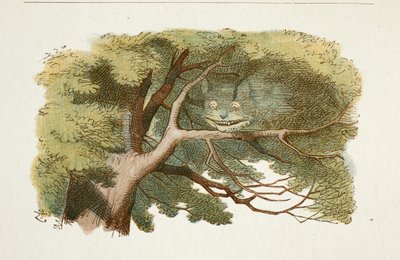 Placa ""El gato de Cheshire"" de ""Alicia en el país de las maravillas"" (Las aventuras de Alicia en el país de las maravillas) de Lewis Carroll ilustrada por John Tenniel de John Tenniel