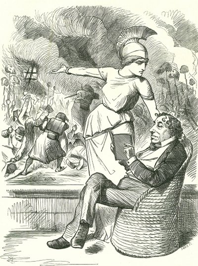 Neutralidad bajo dificultades: Benjamin Disraeli, primer ministro conservador británico, negándose a actuar sobre la guerra ruso-turca. Caricatura de John Tenniel de 