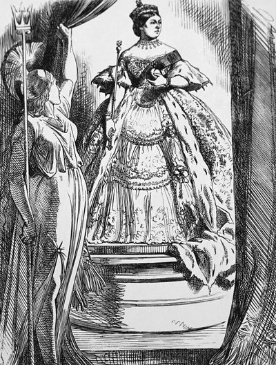 La reina Victoria siendo instada por Britannia a regresar al mundo después de su largo luto de John Tenniel